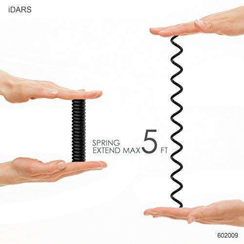 iDARS Lightning AUX Cord, Apple MFi Certified Lightning Audio Cable, Compatible with iPhone for Car Stereo/Home Stereo/Headphones/Speaker Adapter Support iOS 10 or Above-Coiled (Black) 5