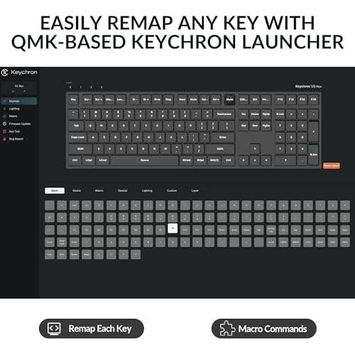 Keychron V6 Max Wireless Custom Mechanical Keyboard, 2.4 GHz Bluetooth QMK Full-Size Layout RGB with Hot-swappable Gateron Banana Switch Compatible with Mac Windows Linux 2