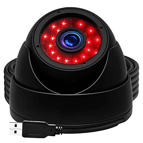 HD Day Night Vision USB Camera IR Infrared with Dome Housing Home Surveillance CCTV Webcam for Computer Mini UVC USB2.0 Waterproof PC Camera Indoor Outdoor High Speed 960P USB with Camera for Laptop 1