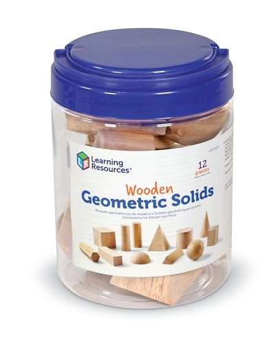 Learning Resources Geometric Solids, Wooden Shapes, Set of 12 Geometric Shapes, Ages 6+ 6