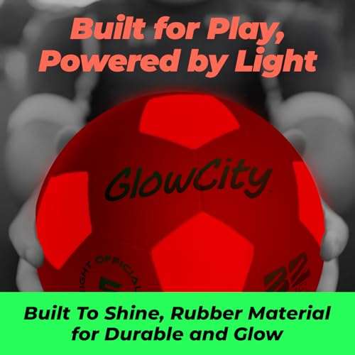 GlowCity Glow in The Dark Soccer Ball | Light Up Indoor/Outdoor Soccer Ball with 2 LED Lights | Pre-Installed Batteries | Fun Gift for Teens 5