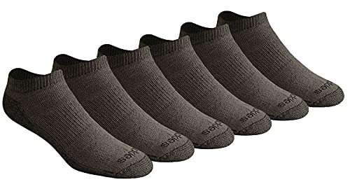 Dickies Men's Dri-tech Moisture Control No Show Socks (6 & 12 Pairs), Charcoal (6 Pairs), Shoe Size: 13-15