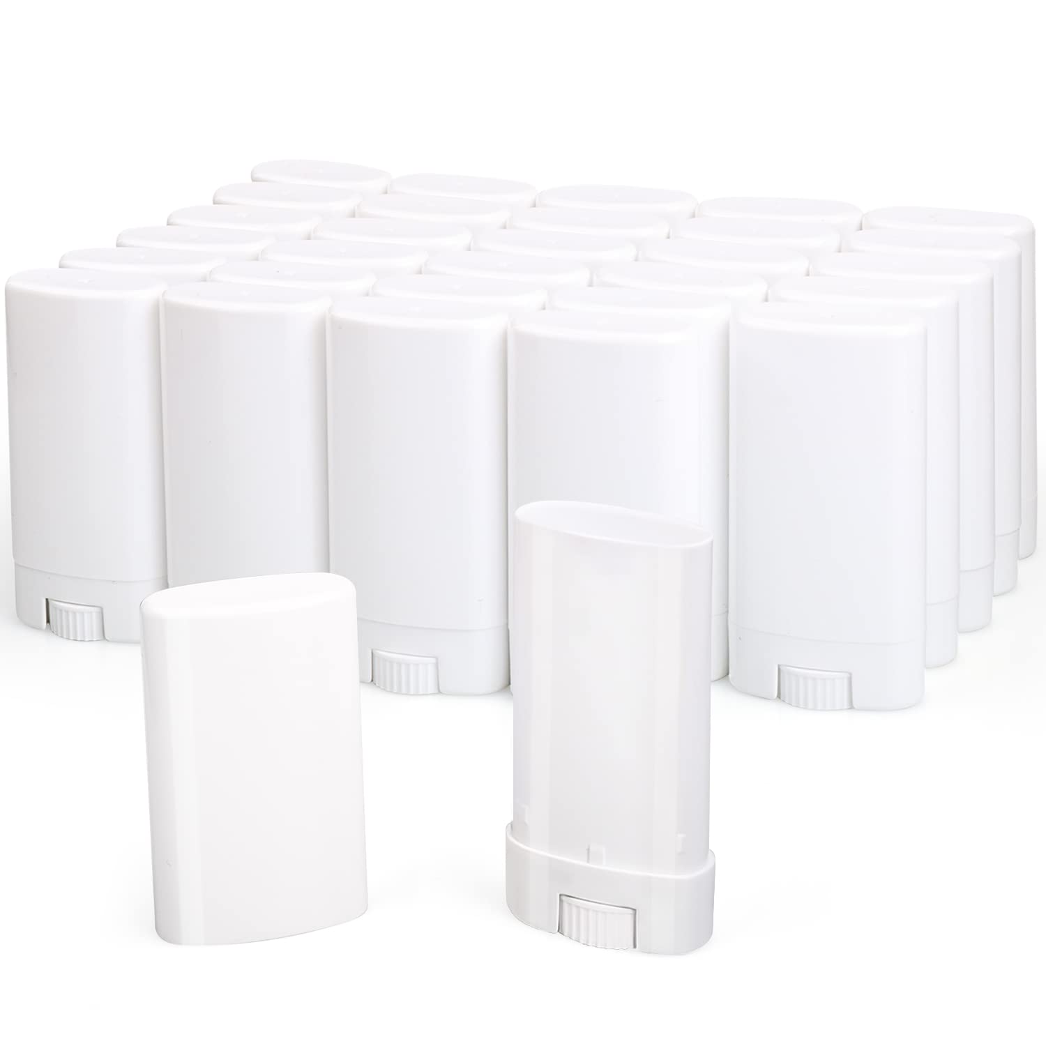 Furnido 15ml Travel Deodorant Containers,Top-Fill,Empty Plastic Oval Lip Balm Tubes for Chapstick,Lip Balm,Lotion Bar Sticks,Salve,Homemade Solid Lotion,Sample Size Deodorant-30 Pack,White 1