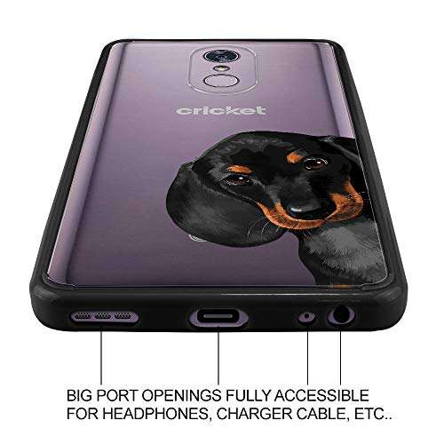 FINCIBO Case Compatible with LG Stylo 4, Slim Shock Absorbing TPU Bumper + Clear Hard Protective Case Cover for LG Stylo 4 - Dachshund Puppy Dog Hide and Seek 4