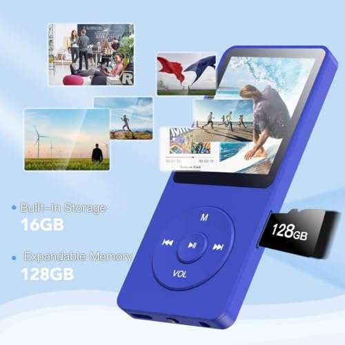 AGPTEK A02S 16GB MP3 Player, 70 Hours Playback Lossless Sound Music Player, Supports up to 128GB, Dark Blue 6
