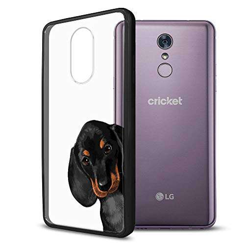 FINCIBO Case Compatible with LG Stylo 4, Slim Shock Absorbing TPU Bumper + Clear Hard Protective Case Cover for LG Stylo 4 - Dachshund Puppy Dog Hide and Seek 6