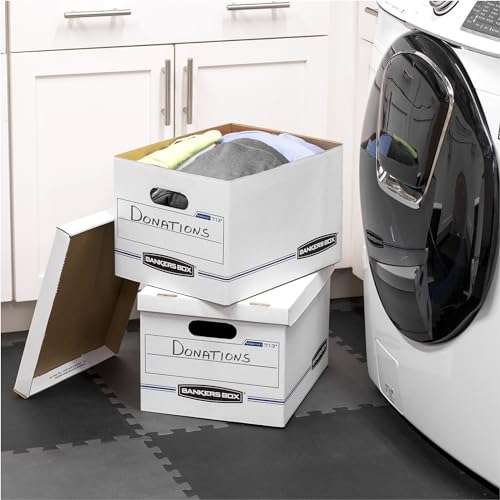 Bankers Box 6 Pack (0071303) STOR/FILE Basic Duty File Storage Boxes, Standard Assembly, Lift-off Lid, Letter/Legal, White/Blue 3