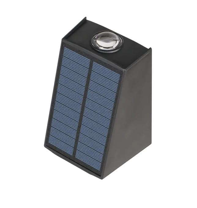 kh Solar Outdoor Lights Up and Down 2 LED Outdoor Lamp Solar Path Wall Lights, IP65 Waterproof Patio Wall Light, Exterior Lights for House Garage Garden (Warm White) (Pack of 1) 3