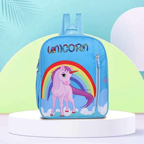 HOT SHOT Kids Bag 039, Unicorn Bag, Blue School Bag, 2To5 Years, Boy & Girl, 10 Liters Preschool & Nursery Waterproof Plush Bag 2