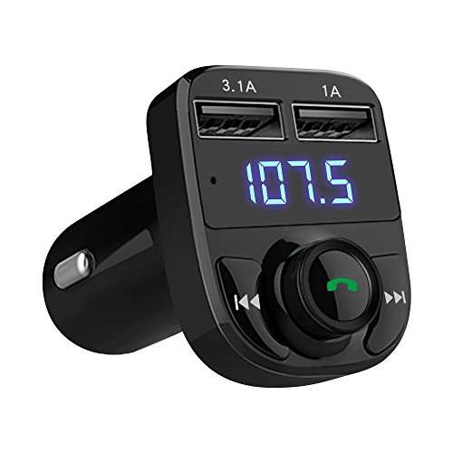 Handsfree Call Car Charger,Wireless Bluetooth FM Transmitter Radio Receiver,Mp3 Audio Music Adapter,Dual USB Port Compatible for All Smartphones,Samsung Galaxy,LG,HTC,etc. 1