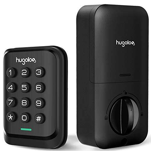 Keyless Entry Door Lock, Hugolog Electronic Keypad Deadbolt Auto Lock, Easy to Install and Program, Battery Backup for Front Door, Garage Door, Back and Side Door, Bedroom Door, Black … 1