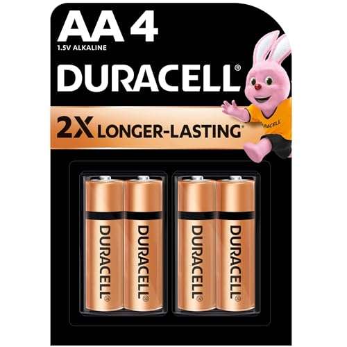 Duracell Alkaline AA Batteries, Pack of 4 1
