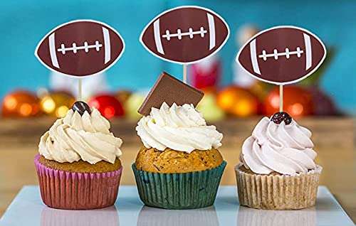 24 PCS Football Cake/Cupcake Toppers - Football Party/Football Game/Sport Party/Birthday Party Decorations Supplies Favors Cake Decor 5