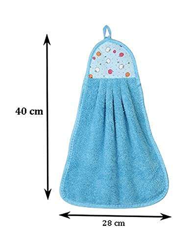 YUKU Microfiber wash Basin Hanging Hand Kitchen Towel Napkin with Ties, 40 x 28 cm,Color,Assorted (3) 3