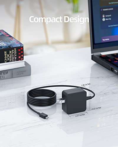 24W Charger (UL Certified Safety), Fit for Asus Chromebook C100P C100PA C100 C201P C201 C201PA Laptop Power Supply Adapter Cord 5