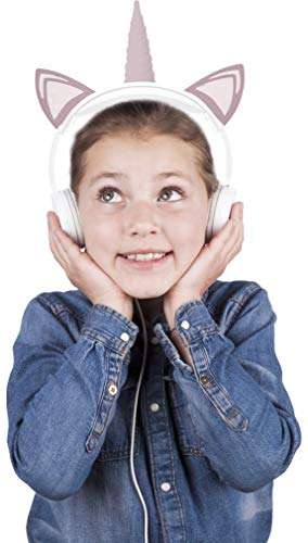 Gabba Goods Premium LED Light Up in The Dark Unicorn Over The Ear Comfort Padded Stereo Headphones with AUX Cable | Earphone Gift- White 2
