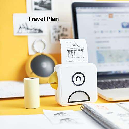 Aibecy 200dpi Photo Printer Portable Pocket Thermal Printer BT Wireless Receipt Label Sticker Maker with Thermal Paper Roll Compatible with Android iOS Smartphone 2