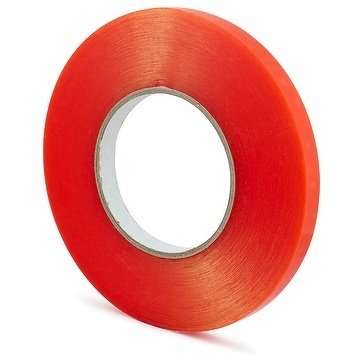 ELA TAPES Red Polister Strong Acrylic Adhesive Clear Double Sided Tape Heat Resistant Transparent 10mm x 25 Mts, 1 Pack 1 Pcs 1