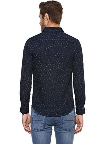 Mufti Men's Printed Slim Fit Casual Shirt (MFS-9332-G_Navy_L) 2