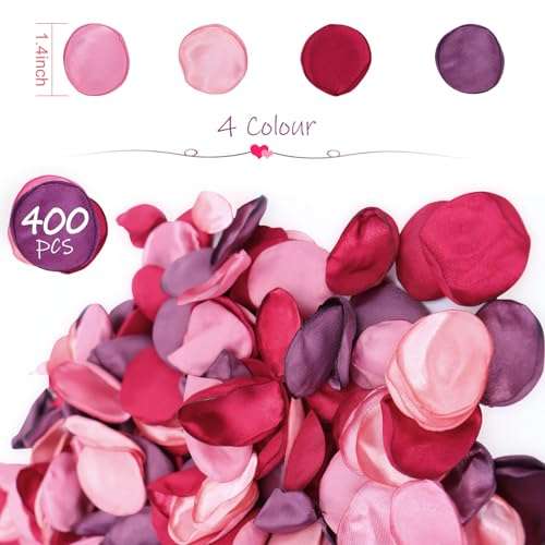 400 PCS Silk Rose Petals Burgundy Red Flower Petals for Romantic Night, Weddings Aisle Centerpieces, Table, Party, Home Decoration, Romantic Night Decoration,Valentine's Day Decoration 2