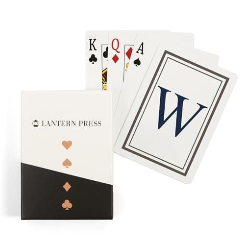 Lantern Press Monogram, Estate, Gray and Blue, W (52 Playing Cards, Poker Size Card Deck with Jokers) 1