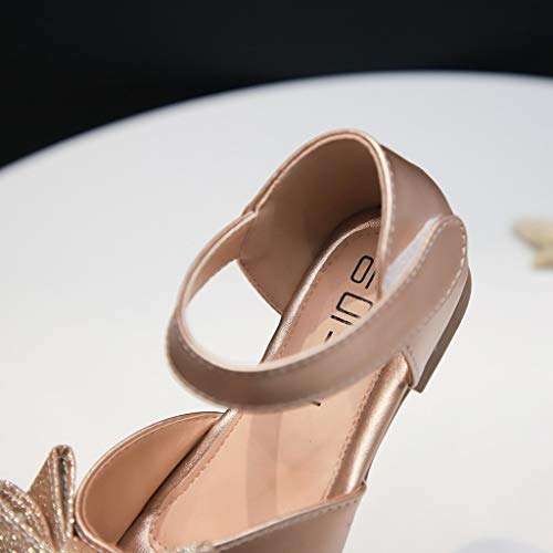 Toddler Little Big Kids Girls Princess Performance Sequins Shoes Wedding Party Dress Shoes Ballet Flats Shoes Sandals (US:10 Little Kid, Gold) 5