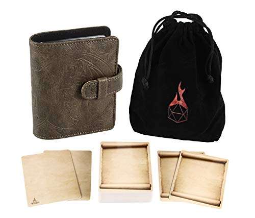 Forged Dice Co. Spellbook of Incantations (Dragon Edition) Spellbook Card Holder & Deck of Dry Erase Cards with Velvet Storage Bag - Storage for D&D Spell Book Monster Magic Item Cards 1