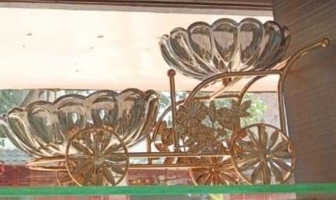 New Inning Vintage Rikshaw Style Glass Fruit Bowl Set with Decorative Metal Stand – Elegant Serveware for Home & Dining 5