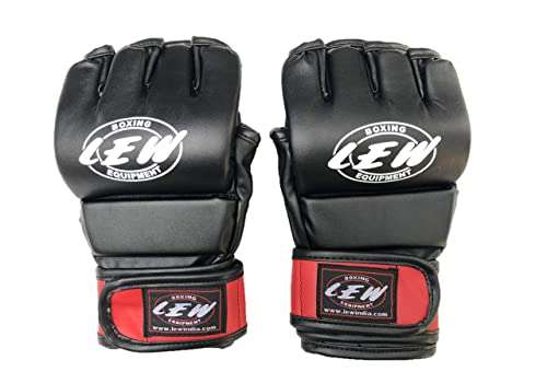 LEW Red/Black Fight/MMA/Muay Thai Thumb Protection Grappling Gloves (Black/Red, Large/X-Large) 3