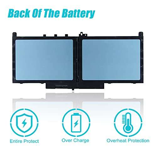 TsuLin J60J5 Laptop Battery Compatible with Dell Latitude E7470 E7270 7270 7470 Series R1V85 01W2Y2 1W2Y2 451-BBSX 451-BBSY 451-BBSU MC34Y 242WD GG4FM GG4FM R97YT 7.6V 55Wh 7080mAh 5