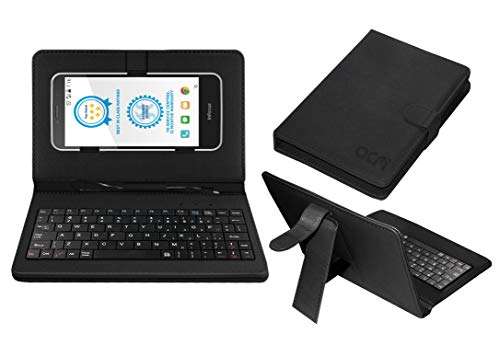 ACM Keyboard Case Compatible with Infocus M370i Mobile Flip Cover Stand Plug & Play Device for Study & Gaming Black 1