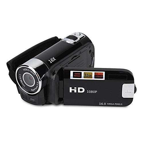 Digital Camcorder Video Camera 1080P 16MP Full HD 270░ Rotation Wide Angle Vlogging Camera Recorder 3.0 Inch IPS Screen 16X Zoom Camcorders Built-in NP5C Lithium Battery Support 32GB SD Card(Black-US) 1
