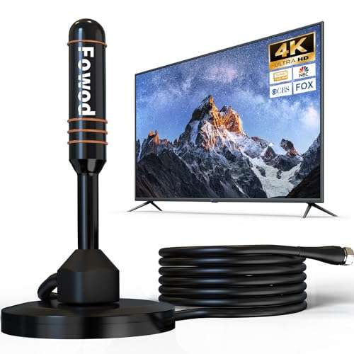 HD Digital TV Antenna Small Indoor Outdoor, Includes Magnetic Base and 360° Reception Support Smart 4K 1080P Fire and All Older TV's HDTV Television for Free Local Channels -10ft Coax Cable 1