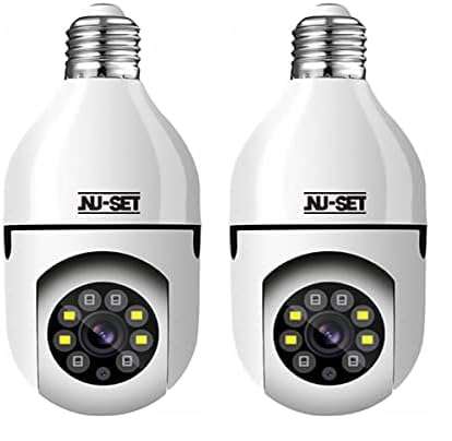 NUSET Smart WiFi Camera, E27 Bulb Security Camera with Pan -Tilt Panoramc View, 2MP, 4 Packs, White 1