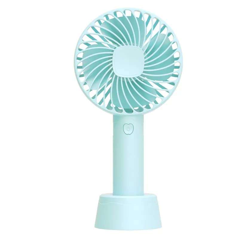 X4CART Mini Handheld Portable Fan USB Rechargeable Built-in Battery Operated Summer Cooling Desktop Fan with Standing Holder Handy Base For Home Office Outdoor Travel (Blue Color) 1