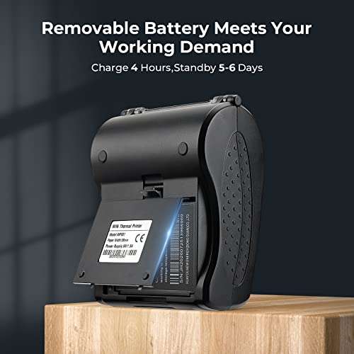 MUNBYN Bluetooth Receipt Printer, 58mm Mini Wireless POS Thermal Printer for Restaurant, Portable for Android/Windows 5