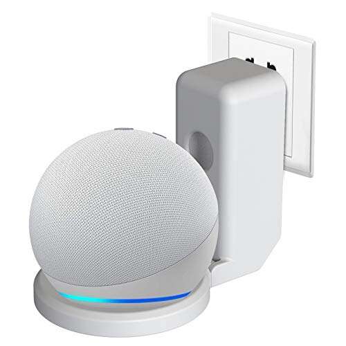 SYNHWEI Outlet Hanger Wall Mount Holder for Echo Dot 4th Generation, Smart Home Speaker Accessories Built-in Cable Space-Saving Stand for Kitchens, Bedroom, Living Room(White) 1