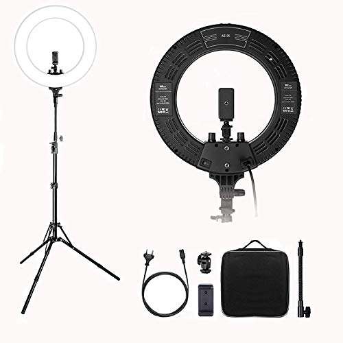 Amzdeal Ring Light with Tripod Stand19/48cm 85W Dimmable Floor Ring Light Kit 5500K 448 LED Lights Ring Light for Streaming, Makeup, Selfie Photography Compatible with iPhone Android (Upgraded) 1