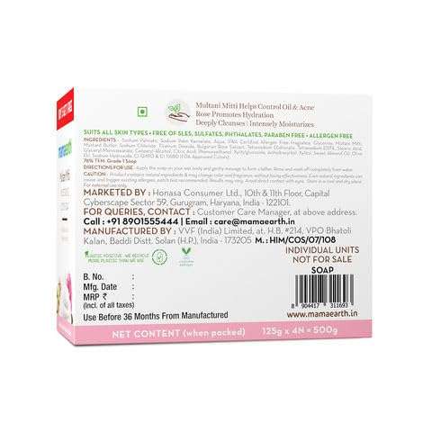 Mamaearth Multani Mitti Moisturizing Lotion Soap with Multani Mitti & Rose for Oil Control & Acne (3 + 1 Free) (125 gm x 4) | Benefits of Lotion | Deeply Cleanses & Moisturizes | Grade 1 Acne soap 5