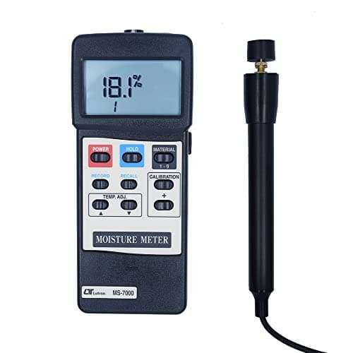 Electronic Moisture Meter for Rubber Industries Construction Materials Fabric and Textiles Wood Chips Inorganic Powders Food Products Alongwith Factory Calibration Certificate Model: Lutron MS-7000 2