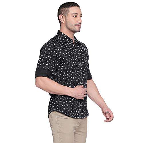 Mufti Men's Slim Fit Shirt (MFS-10707-J-01- Black L) 3