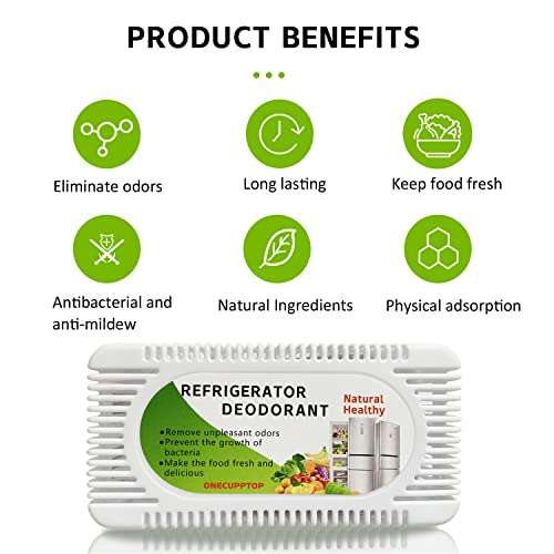 Refrigerator Deodorizer(4 pack), Fridge and Freezer Odor Eliminator, Activated Carbon Smell Remover and Moisture Absorber 2