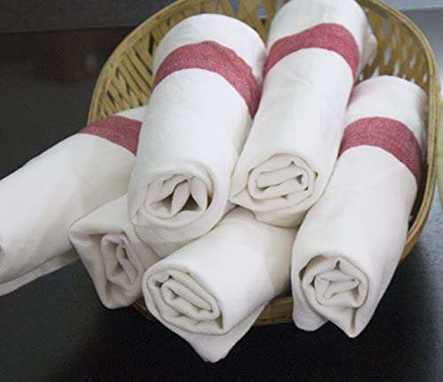 Amazon brand - Umi Herringbone Kitchen Dish Towels(16"x26",4-Pack, Red) 4