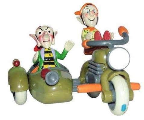 Make Way for Noddy Sly & GOBO with Motorcycle 3 inch Action Figure with 6 inch Car with Retro Toytown Display - Collectible for 90s Kids - Ultra Rare & Discontinued 4