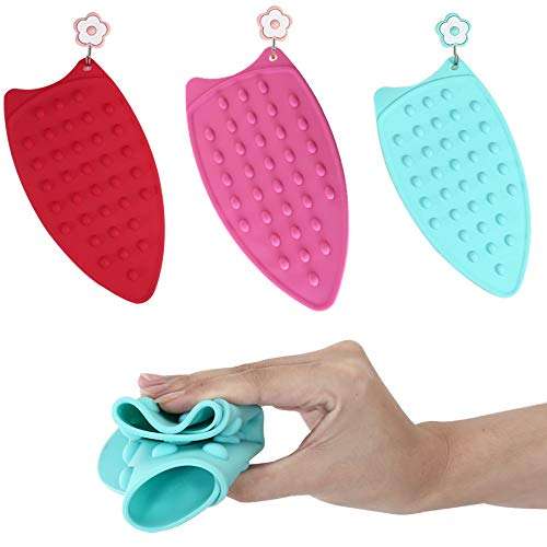 2Pack Silicone Iron Rest Pad, Thicker Series Hot Resistant Mat for Ironing Board, Easy to Use with Wall Hole and Multicolor for Home (Pink+Mint Green) 5