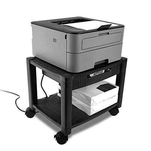 Circuit City PS2TD 2 Shelf Wheeled Rolling Printer Cart Machine Stand with Built-in Storage and Cable Management - Holds Up to 75 Pounds (Black) 6