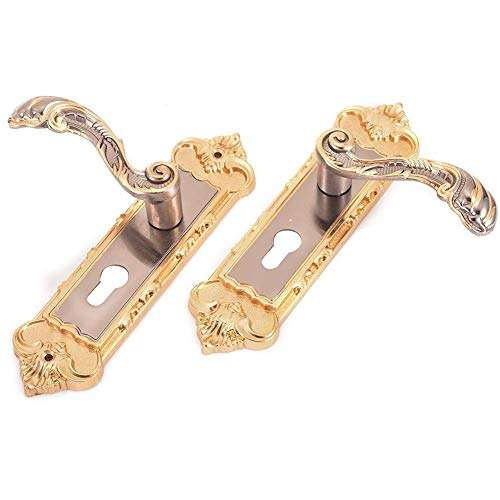 Dpprdl Door Handles Door Lock Retro Bedroom Door Handle Locks Interior Anti-Theft Room Door Handles Locks Hardware Tools，2 Pieces (Color : Brass) 2