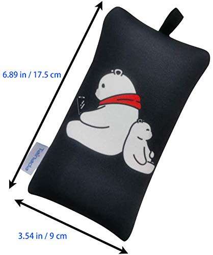 Tainada Men Women Neoprene Carry Bag Phone Sleeve Pouch with Carabiner & Neck Lanyard for iPhone 15/14 / 13, 15/14 Pro, Samsung S24+, S24, S23+, S23, A54, Z Fold5 (Bear Family Black, Large) 2