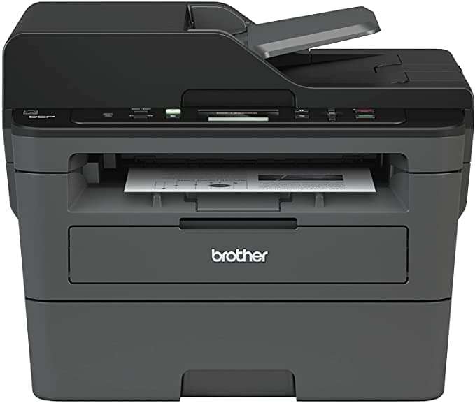 Brother DCP-L2550DW All-in-One Wireless Monochrome Laser Printer - Print Scan Copy - 2400 x 600 dpi, 36 ppm, 128MB Memory, 250-Sheet, 50-Sheet ADF, Auto 2-Sided Printing, Wulic Printer Cable 1