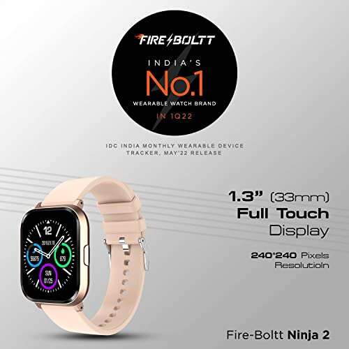 Fire-Boltt Ninja 2 SpO2 Full Touch Smartwatch with 30 Workout Modes, Heart Rate Tracking, and 100+ Cloud Watch Faces, 7 Days of extensive Battery, Rose Gold 2
